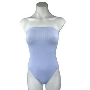 Urban Outfitters Out From Under Blue Rib Knit Strapless Bandeau Bodysuit Top S